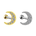 Détails de boucles d'oreilles cartilage lune en or et argent avec pierres zircons - Style Croissant de Lune (#9 Or Blanc)