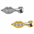 Dettaglio di orecchini a forma di labbra in acciaio inossidabile color oro e argento - Design a Forma di Labbra (#21 Platino)