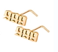 Gouden L-vormige 999 engel nummer neuspiercing set van hoogwaardig roestvrij staal - Engel Nummer 999 / Zilver