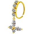 Aro para nariz de acero inoxidable dorado con colgante de mariposa y circonitas - Mariposa de Zirconia Marquesa (#12)
