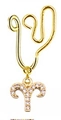 Detail of gold Aries nose cuff with shimmering cubic zirconia constellation pendant - Aries (9#)