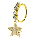 Aro de nariz de acero dorado con circonitas blancas y un colgante en forma de estrella - Colgante Estrella Pavé de Strass (#13)