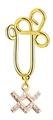Detailed view of golden U-shaped non-piercing clip with a sparkling crisscross pendant - Unknown Zodiac Style (3#)