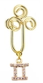 Golden Gemini zodiac nose ring with spiral coils and sparkling cubic zirconia pendant - Gemini (2#)