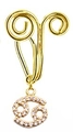 Golden Cancer zodiac clip-on nose ring with double spiral design and zircon pendant - Cancer (4#)