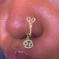 Golden heart-shaped septum ring with Cancer zodiac sign charm and zircon stones - Cancer Heart Style (13#)
