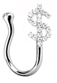 Silver non-piercing U-shaped nose ring with sparkling dollar sign crystal ornament - Silver Clear Rhinestone Dollar