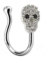 Silver skull non-piercing nose cuff clip with white crystals and black gem eyes - Silver Rhinestone Skull