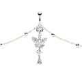Silberne Schmetterlings-Bauchkette mit Zirkonia-Tropfenanhänger für Damen und Mädchen - Schmetterlingsform Silberne Kette Anhänger (#7)