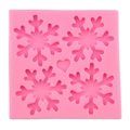 Molde de silicona rosa con copos de nieve para decoración de pasteles navideños DIY - Molde Rosa