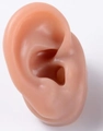 Realistic soft silicone ear model in skin pink for jewelry display and medical teaching - Oval Base Right Ear Model / Brown