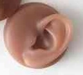 Flesh-colored silicone ear model for piercing practice and medical display - Left Ear Model / Brown