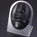 Macro detail of black silicone nose and lip model for PMU practice on acrylic stand - Black Nose and Lip Practice Model (Includes L-Shaped Stand) / Black