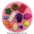 Pink silicone mold with various shapes for clay desserts cupcakes and cookies - 10.1x1.5cm / Pink (Random)