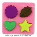 Molde de silicona rosa con formas de gofre corazón estrella y hoja 7.8x7.8x0.9cm - Estilo 4-Cavidades Flor Hoja Corazón Estrella / 8x8x1.3cm / Rosa
