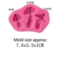 Pink silicone mushroom fondant mold with three cavities for baking and DIY crafts - 7.6x5.5x1CM / Random Color