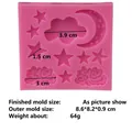 Molde de silicona rosa con luna y estrellas para decoración de pasteles de fondant - 8.6*8.2*0.9 cm / Rosa