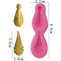 Rosa Silikonform für Edelsteinanhänger Fransen mit goldenen Relief-Mustern - 8.9*2.9*1 cm / Rosa