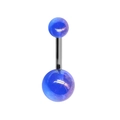 Piercing de nombril en acrylique bleu minimaliste avec barre courbée en acier inoxydable - Bleu