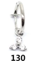 Detailed macro view of silver steel hoop earring with three clear crystal stone cluster - Silver Triple Stone Cluster Style (#11)