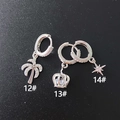 Orecchini a cerchio con pendenti in zircone a forma di palma, corona e stella lucida - Stile Albero di Cocco (12#)