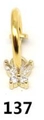 Golden butterfly navel ring with sparkling zircon wings on a clean white background - Gold Butterfly Style (#4)
