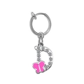 Letter D dangle clip-on earring with pink butterfly and white rhinestones for women - Letter D With Pink Butterfly Style (#16)