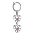 Silver double heart dangle belly ring with pink zircon stones for women - Pink Double Heart Openwork Style (#18)