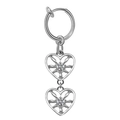 Silver belly button ring featuring hollow heart charms and clear cubic zirconia stones - Silver Double Heart Openwork Style (#19)