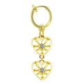 Golden double hollow heart navel ring with sparkling white zircon stones in vertical layout - Gold Double Heart Openwork Style (#20)