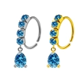 Détails de piercings de nez argent et or avec pendentifs gouttes en zircon bleu - Couleur Acier (Zirconia Bleu Goutte)
