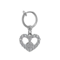 Silver belly button ring featuring a heart and peace sign pendant with white zircons - Silver Heart Peace Sign Style (#21)