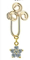 Detailed view of golden U-shaped non-piercing nose clip with star zircon pendant - Gold Spiral Five-pointed Star Style (#6)