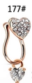 Rose gold U-shaped non-piercing nose clip featuring double heart crystal ornaments - Rose Gold Pave Heart Style (#8)