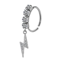Zilveren roestvrijstalen neusring met fonkelende bliksemschicht hanger en heldere steentjes - Zilveren Bliksem Hanger Stijl (#3)