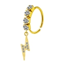 Gouden neusring met vier zirkonia en een fonkelende bliksemschicht-hangerbedel - Gouden Bliksem Hanger Stijl (#4)