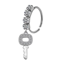 Zilveren roestvrijstalen neusring met een kristallen sleutelhanger en zirkonia stenen - Zilveren Sleutel Hanger Stijl (#7)