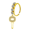 Gouden neusring met sprankelende zirkonia en een delicate sleutelhanger in de vorm van een sleutel - Gouden Sleutel Hanger Stijl (#8)