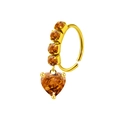 Anneau de piercing doré en C avec pierres orange et pendentif cœur ambre - Or (Zirconia Orange Cœur)
