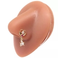 Piercing al naso dorato con cuore alato, gemma rossa e pendente in zircone bianco - Ciondolo Cuore Ala Oro (#22)