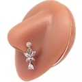 Piercing al naso a farfalla in argento con ali di zircone e un ciondolo a goccia a forma di pera - Ciondolo Goccia Farfalla Argento (#26)