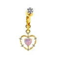 Golden heart navel ring featuring a pink heart-shaped stone and white crystal accents - Pink Full Rhinestone Heart (#2)