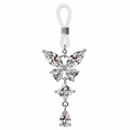 Piercing téton papillon étincelant avec zircons marquise et breloques pendants - Forme de Papillon Argentée