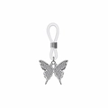 Détail du pendentif papillon en argent avec zircons et boucle anti-perte en silicone - Forme de Papillon Pavé Argent