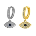 Orecchini a cerchio occhio del diavolo con cristalli micro-pave in oro e argento - Stile Malocchio (Color Acciaio)