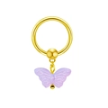 Golden butterfly nipple ring body piercing with purple pendant on white background - Purple Butterfly Pendant (#1) / Purple