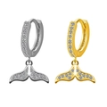 Orecchini a cerchio a coda di sirena con zirconi pavé in finitura argento e oro - Stile Coda di Sirena (Color Acciaio)