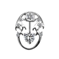Close-up of dolphin belly button ring with heart-shaped crystal and sparkling zircon - Hollow Symmetric Curves (#3) / Clear Heart (#3)