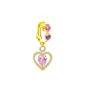 Detail eines rosa Kristall-Herz-Bauchnabelrings mit Goldbeschichtung und Pavé-Fassung - Hohl Rosa Zirkonia Herz (#9)