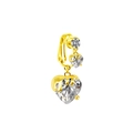 Detailansicht eines herzförmigen Zirkon-Clip-Bauchnabelrings mit goldenem Flüssigmetall - Flüssiges Gold Herz Stil (#8)
